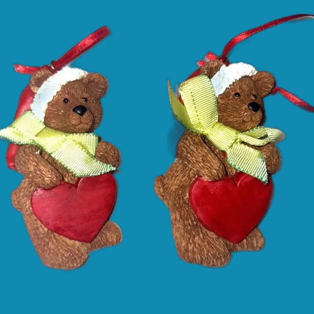 Vintage Kurt Andler Wooden Bear Christmas Tree Ornaments Lot of Three